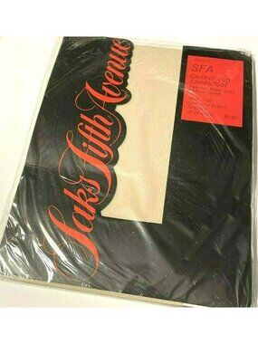 Womens Saks Fifth Avenue Seashell Pantyhose Sz Med/Tall 37 Sheer Control Top San